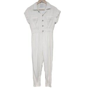 Petal + Pup Linen Blend Short Sleeve Jumpsuit Women's Size S
